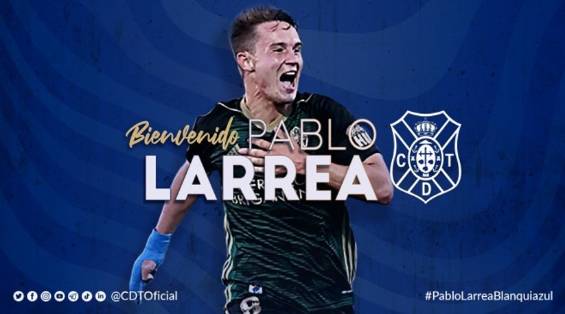 El mediocentro Pablo Larrea, décimo fichaje del CD Tenerife 21-22