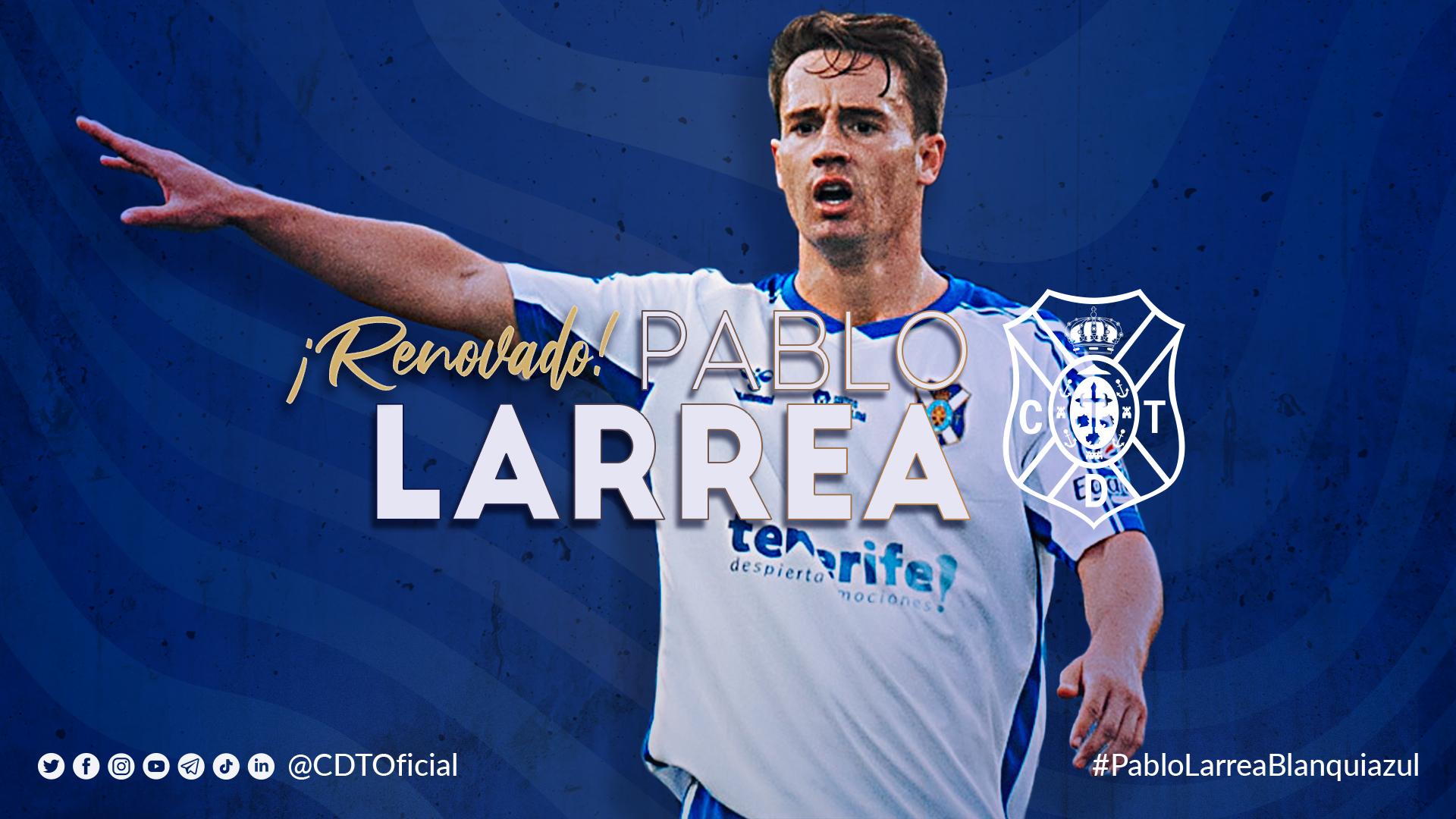 Pablo Larrea renueva su contrato con el CD Tenerife por dos años más, hasta 2024