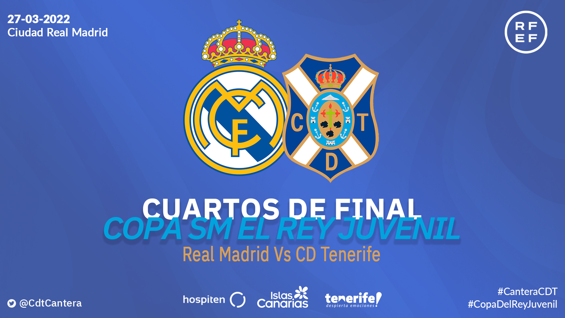El CD Tenerife se medirá al Real Madrid en los cuartos de final de la Copa del Rey juvenil