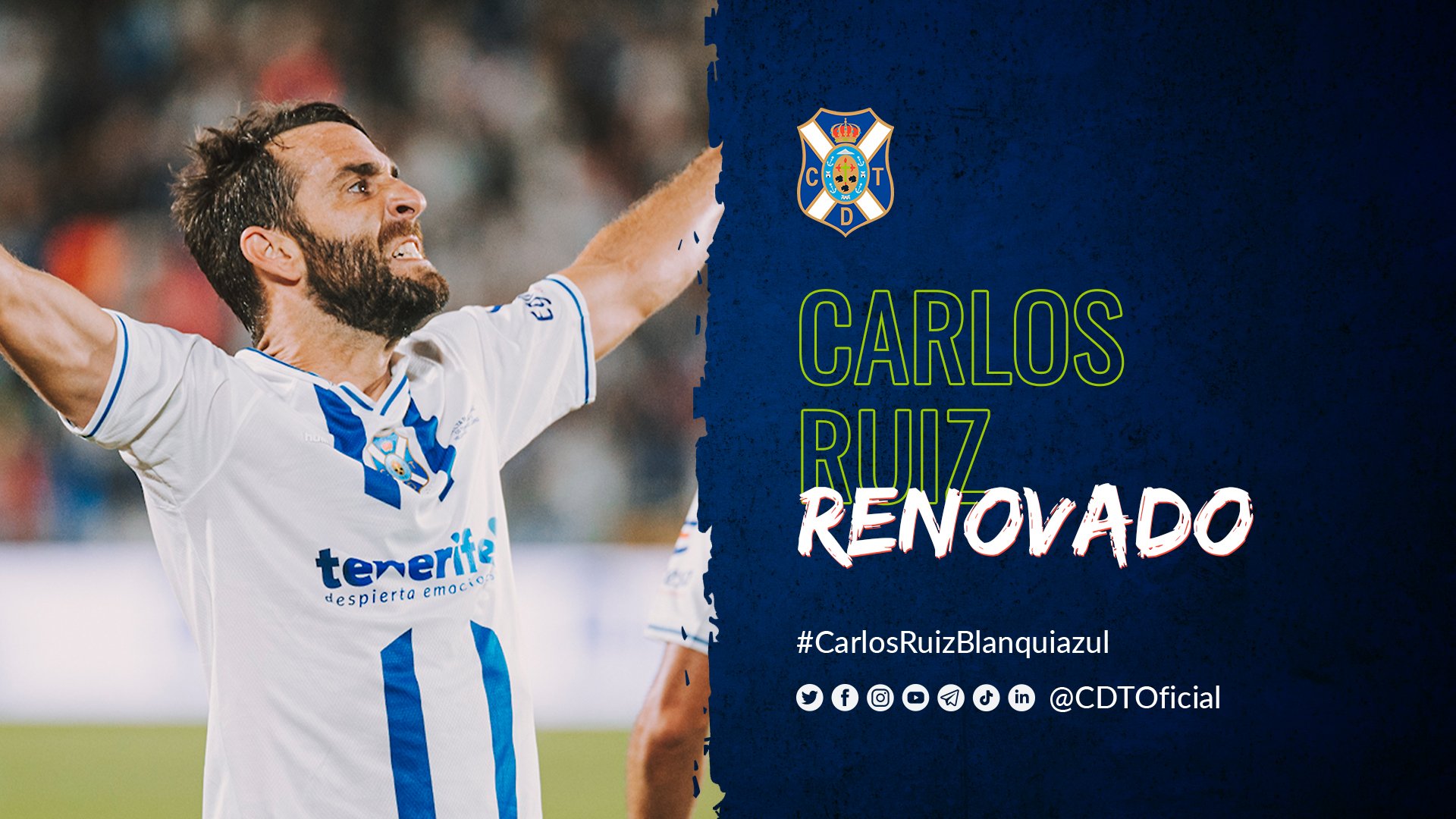 Carlos Ruiz, renovado por un año más, cumplirá su 10ª temporada como blanquiazul