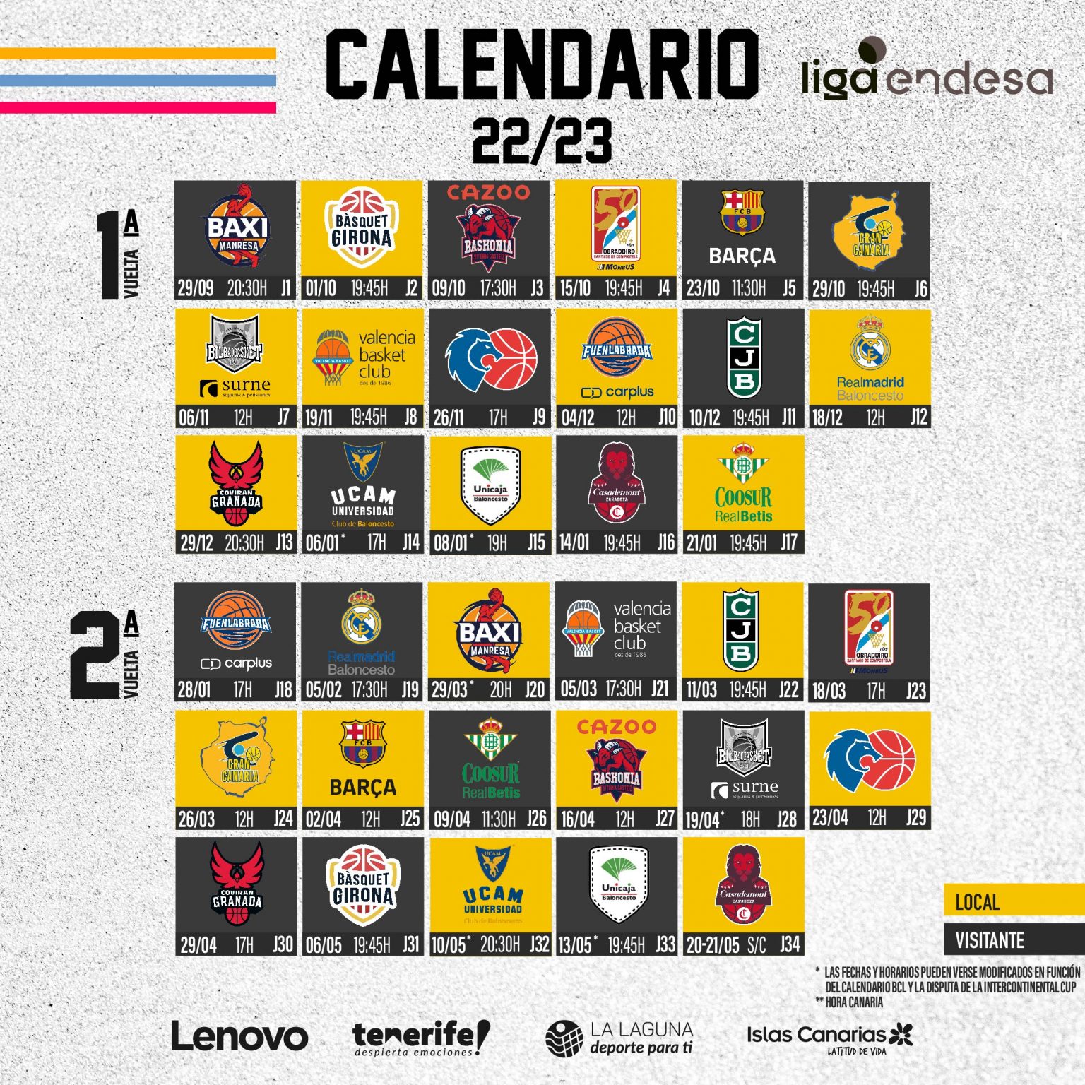 El Lenovo Tenerife ya conoce su calendario para la temporada 2022-23