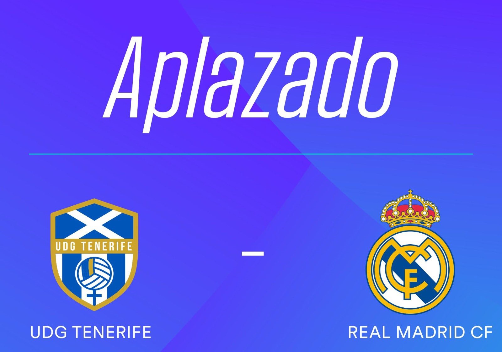 Aplazado el UDG Tenerife-Real Madrid de este domingo por el temporal