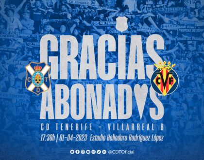 Los abonados podrán sacar una invitación gratis para el Tenerife-Villarreal B de la semana que viene