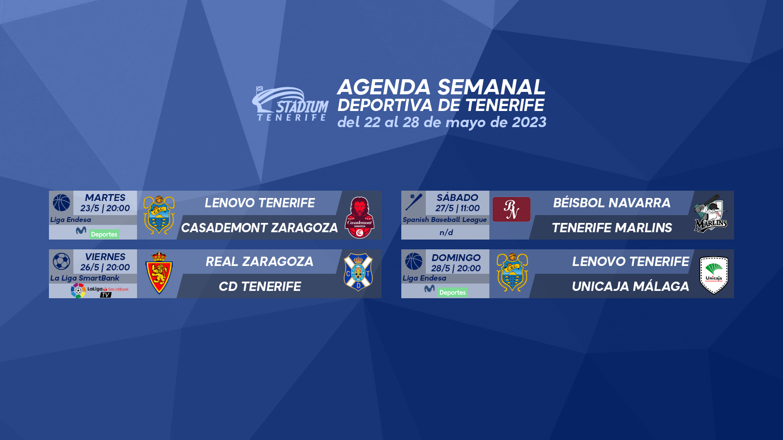Agenda Semanal Deportiva de Tenerife (22 al 28 de mayo)
