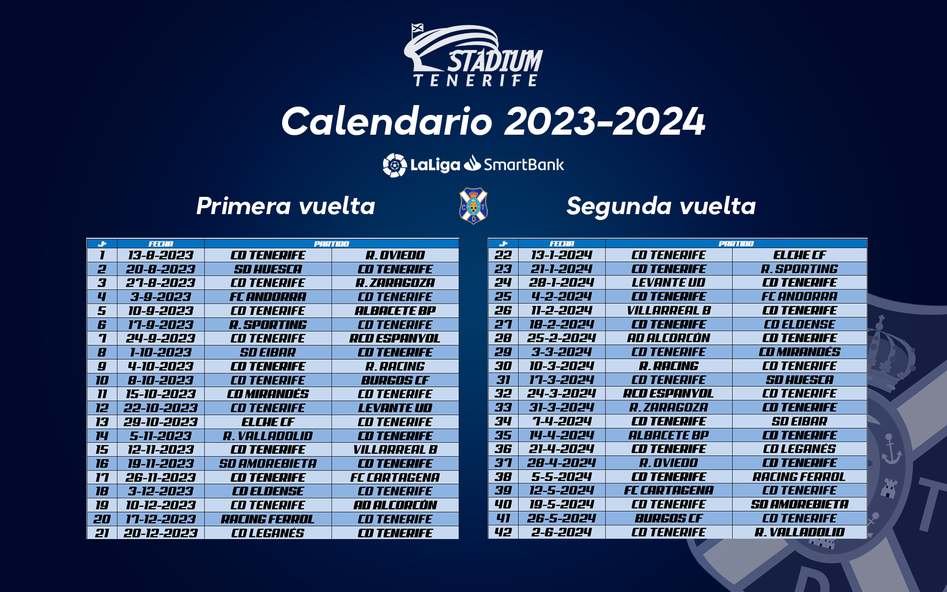 El CD Tenerife ya tiene calendario para la 2023/2024: arrancará en casa ante el Real Oviedo