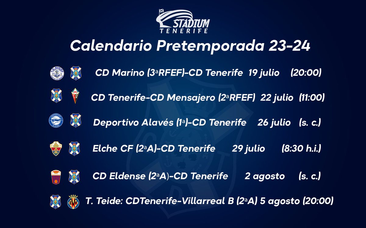 Definido el calendario de amistosos de la pretemporada 23-24 del CD Tenerife