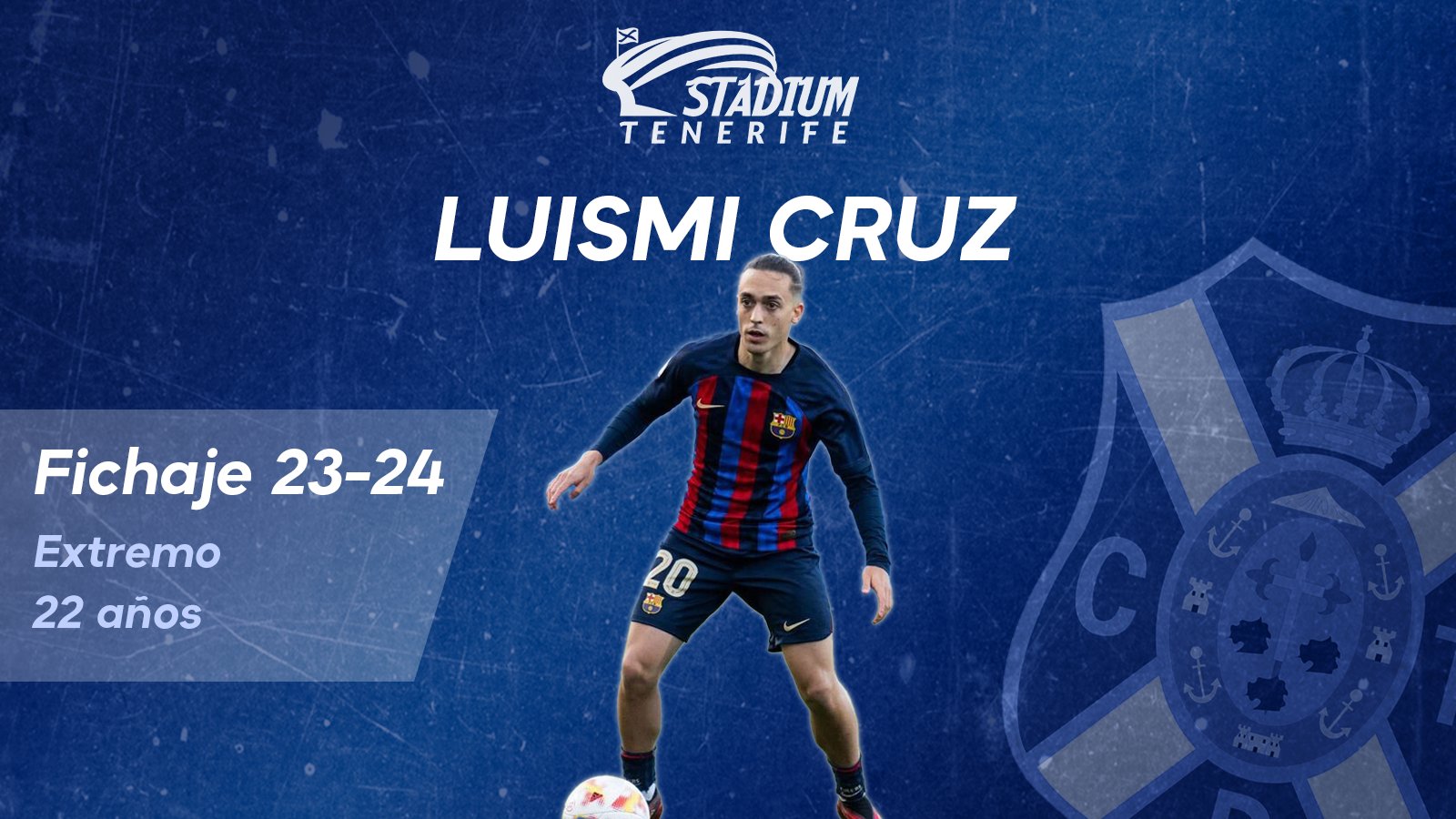 El extremo Luismi Cruz, séptimo fichaje del Club Deportivo Tenerife 23-24