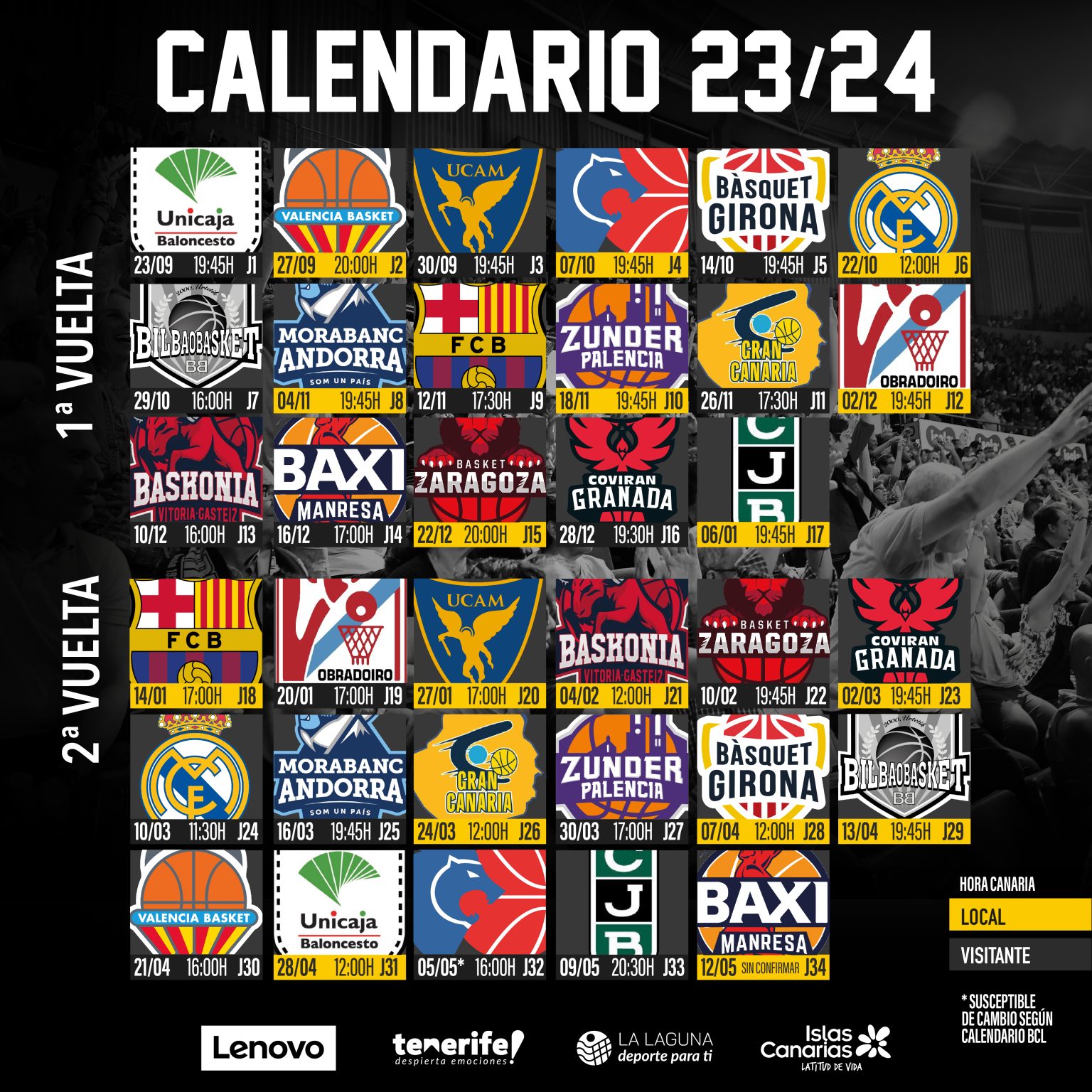 El Lenovo Tenerife ya conoce el calendario de la Liga Endesa 23/24