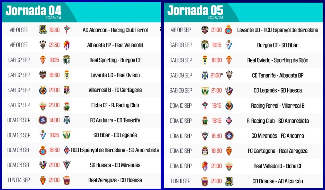 El Tenerife ya conoce los horarios de las jornadas 4 (Andorra) y 5 (Albacete) de esta temporada 23-24