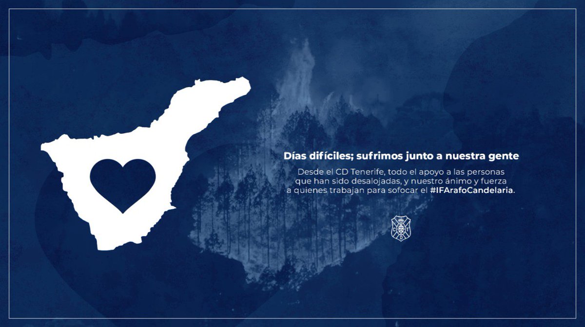 El Tenerife saltará el lunes al partido en Huesca con una camiseta de apoyo por el incendio