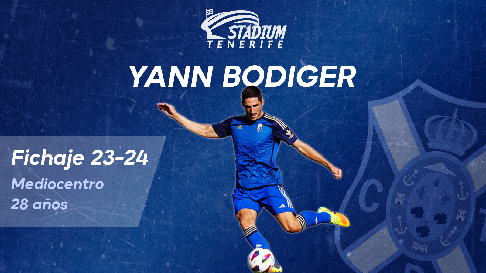 El mediocentro Yann Bodiger, octavo fichaje del Club Deportivo Tenerife 23-24