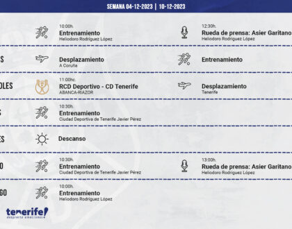 Plan semanal del CD Tenerife, con partidos de Copa y Liga